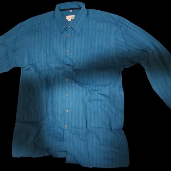 Georg Roth of Germany Classic Blue Solid Long-Sleeve Button-Up Shirt (Size XL) - Picture 1 of 2